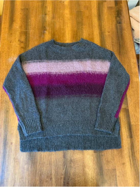 Simply Vera Vera Wang Sweaters - Simply Vera Wang Sweater Large Gray with Purple Stripes